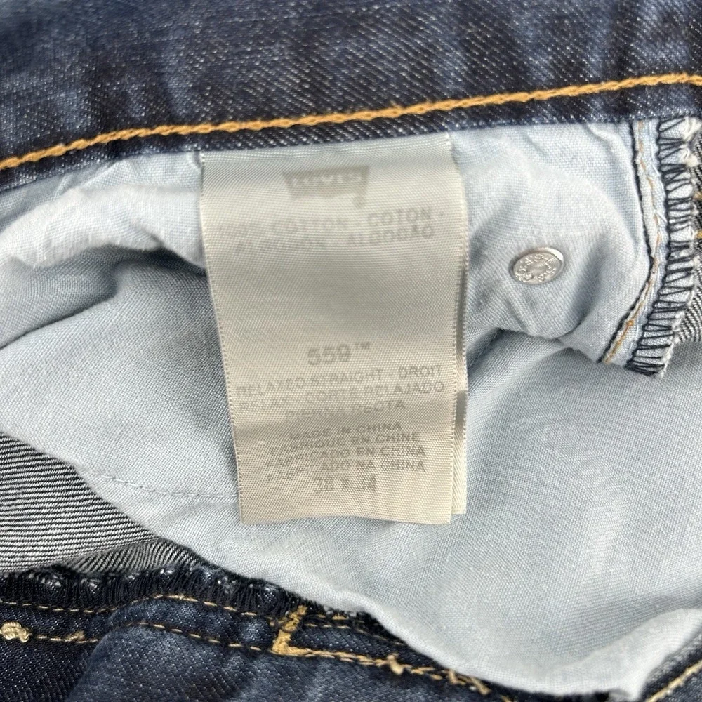 Levis 559 Jeans Mens 38x34 Blue Relaxed Straight Dark Wash Denim Workwear Casual